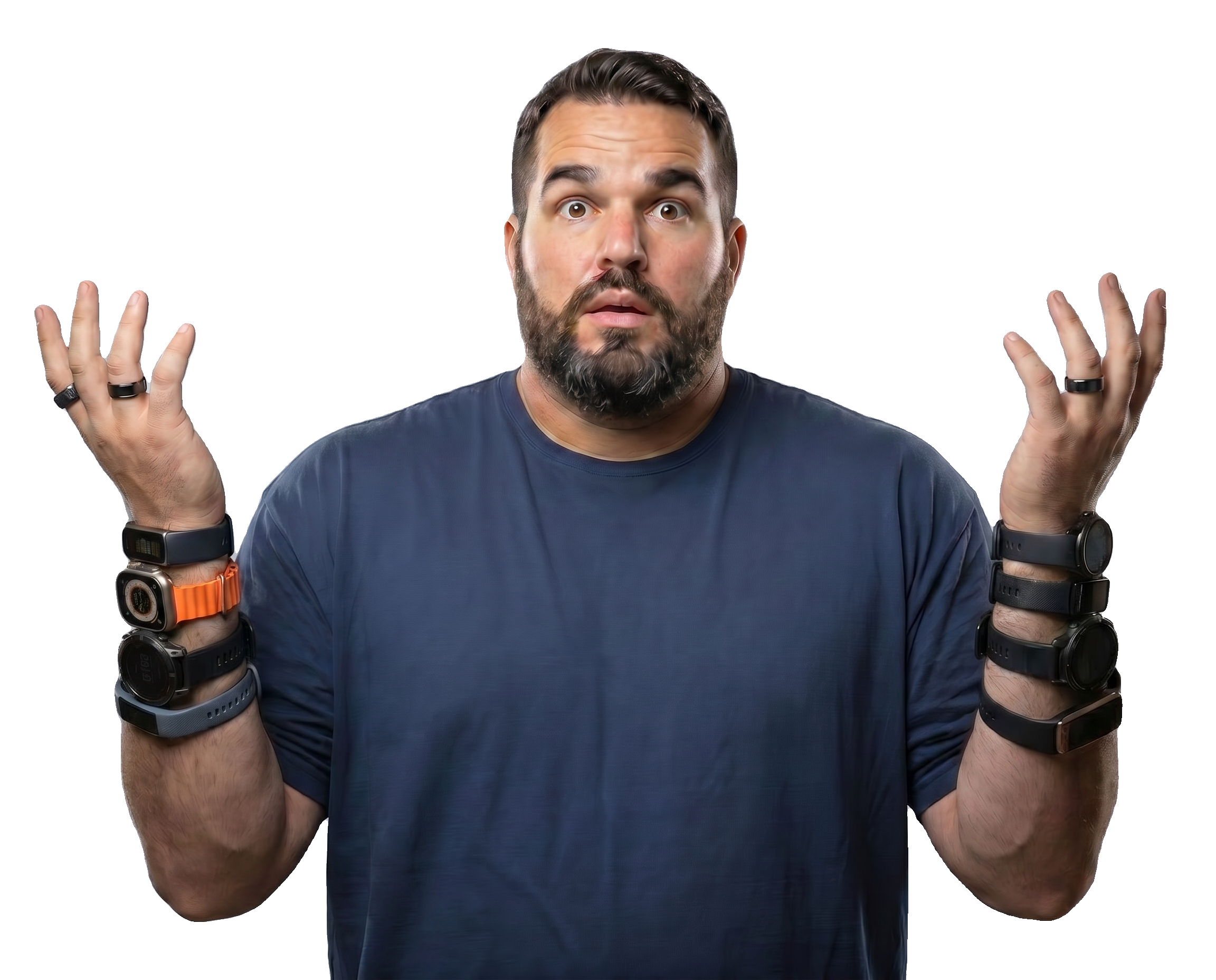 Person overwhelmed by health data and wearables